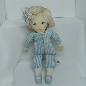 The Toy Works; Art 1984 Valerie Leonard 18" Cloth Doll & Original Stand